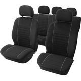 Hoesset - Velours - Autostoelhoezen - Zwart/Grijs - Polyester - 9-Delig