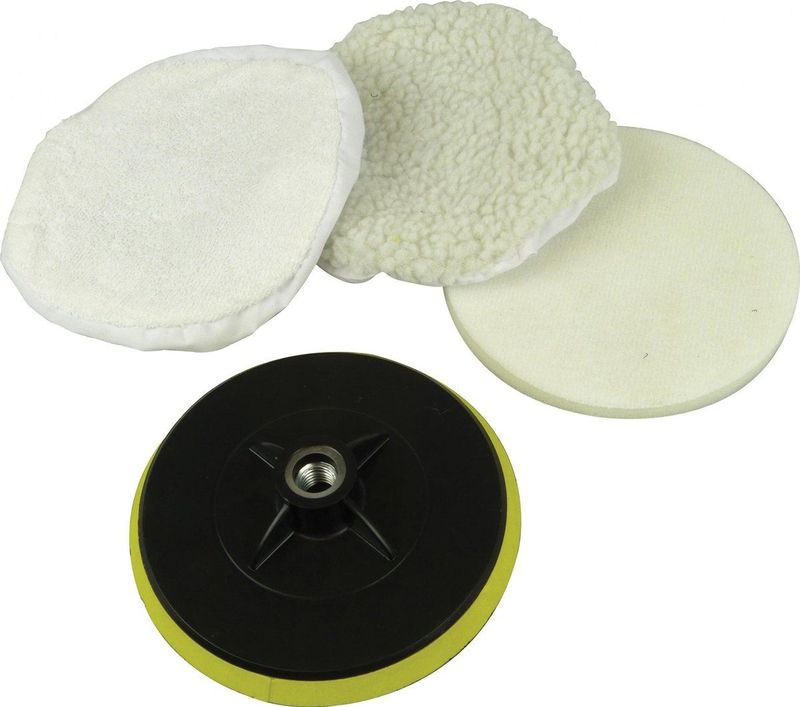 Carpoint - Polijstschijfset - Voor Haakse Poetsmachine - Inclusief Polijsthoesen en Kussen