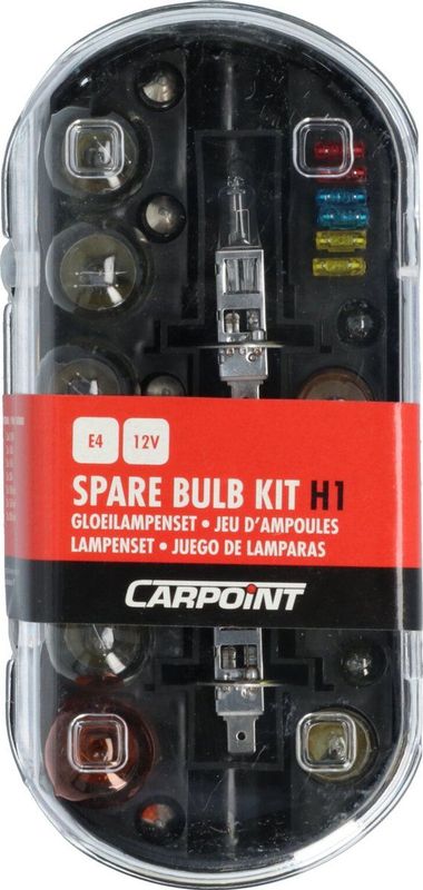 Carpoint - 30-Delige Gloeilampenset - H1-Lampen - Zekeringen - Opbergbox