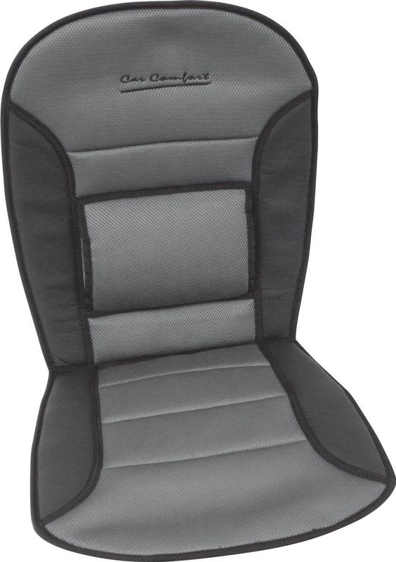 Carpoint - Comfort Stoelkussen - Zwart/Grijs - Polyester/Mesh
