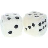 Carpoint - Dobbelstenen - Wit - Pluche - Set van Twee