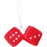 Carpoint - Pluche Dobbelstenen - Rood - Set van Twee - 40cm Koord