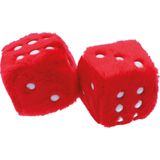 Carpoint - Pluche Dobbelstenen - Rood - Set van Twee - 40cm Koord