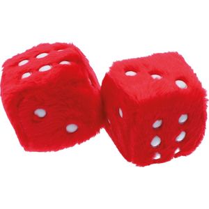 Carpoint - Pluche Dobbelstenen - Rood - Set van Twee - 40cm Koord