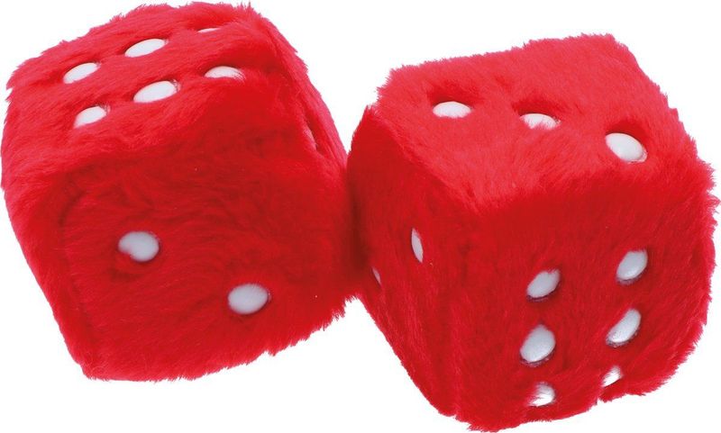 Carpoint - Pluche Dobbelstenen - Rood - Set van Twee - 40cm Koord