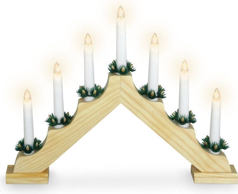 Kaarsenbrug met 7 lampen - hout