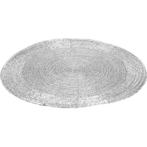 1x stuks placemats/onderleggers zilver rond D35 cm - Diner/kerstdiner tafel placemats
