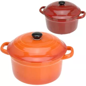MALACASA Braadschalen voor de oven, 440 ml 4,8 inch kleine porseleinen ramekins met handvat en deksel, witte mini-cocotte van 4, keramische Nederlandse ovenset voor lasagne, soufflé, soep, Wit