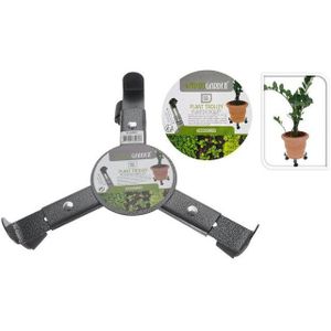 Standaard Voor Bloempot met Wielen Verstelbaar Grijs Metaal (30 Cm)