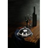 Excellent Houseware serveerschaal stolp met dienblad - zilver - rvs - D25 x H12 cm - voedsel serveren - met deksel