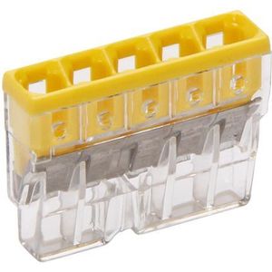 Wago - 2273-205 - Stekker-/Blikklem - Transparant/Geel - 5-polig - Inhoud 10 stuks