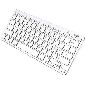 Aukey Ultraslank Mini Bluetooth-toetsenbord Duitse lay-out QWERTZ draadloos toetsenbord voor iOS-apparaten iPhone / iPad / Mac (zilver en wit)
