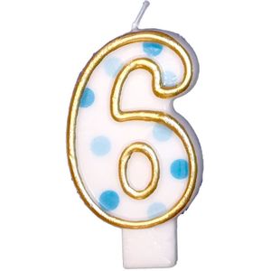 Haza Original Verjaardagskaars Cijfer 6 Goud/blauw 6 Cm