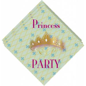 20x Princess Party Thema Servetten 33x33 cm - Papieren Wegwerp Servetjes voor Meisjes - Set van 20 Disney Princess Servetten