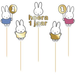 Haza Original Caketopper Nijntje 1 Jaar 14 Cm Papier 5 Stuks