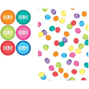 Uitdeelzakjes Confetti Stickervel Gekleurd 18,5cm 6st