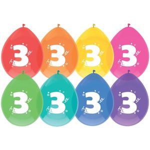 Ballons 3 Jahre Bunt 30cm 8Stück