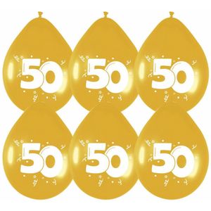 Ballonnen 50 jaar Goud Metallic 30cm | 6 stuks