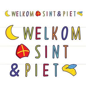 Welkom Sint en Piet letterslinger karton 300 cm - Sint Nicolaas/Sinterklaas feest slingers thema decoratie