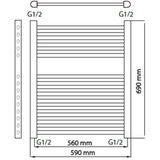 Designradiator haceka sinai satijn adoria 59x69 cm grijs onderaansluiting (367 watt)
