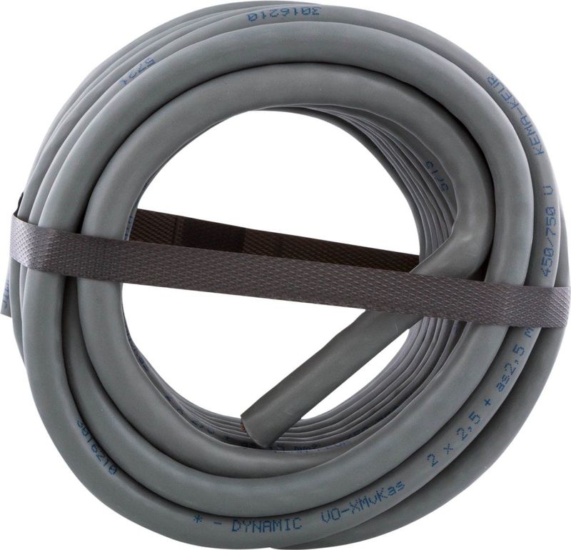 Grondkabel XMvK-as - Buitenkabel - Installatiekabel ondergronds gebruik - 2 x 2.5 mm² - 10 meter - Grijs