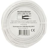 Huishoudsnoer | 2 x 0.75 mm² | 20 meter (Plat, Wit)