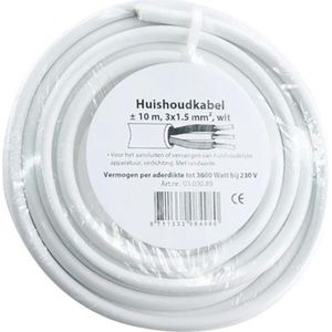 Huishoudkabel – VMVL – 3 x 1.5 mm² – 10 m – wit