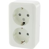 Q-Link Dubbel Stopcontact – Wandcontactdoos met Kinderbeveiliging – Opbouw – Geaard – Polarwit
