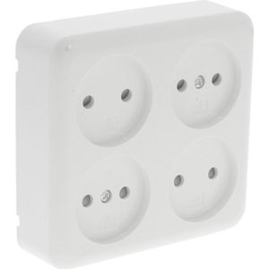 Q-Link Viervoudig Stopcontact - Wandcontactdoos met Vier Aansluitingen - Opbouw - Polarwit