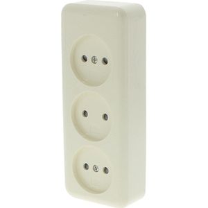 Q-Link contactdoos – opbouw – 3–voudig – crème