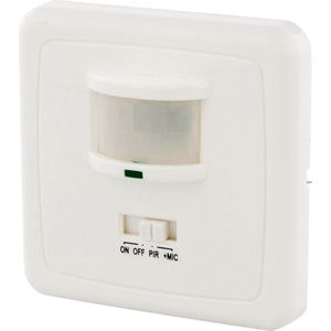PROMAX Bewegingssensor - Reageert op beweging EN geluid - Max 500W - Inbouw - Wit