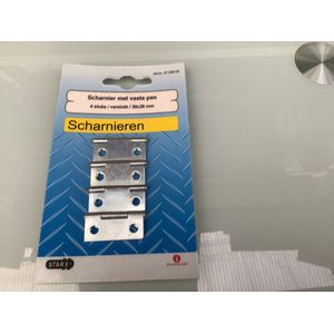 Star-x. Scharnier. Verzinkt. 4 stuks. 30mm hoog x 26mm breed open gevouwen. Vaste pen.