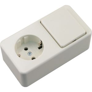 Opbouw Schakelaar - Stopcontact - Wit - Kunststof - Combinatiedoos