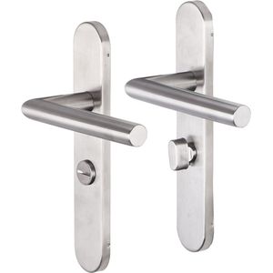 Impresso Harrow Deurklink – Deurbeslag – Ovaal – Deurschild met Toiletsluiting – Zilver