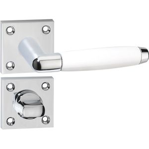 Impresso Durban Deurklink – Deurbeslag – Vierkant – Rozet met Toiletsluiting – Deurkruk Wit – Chroom