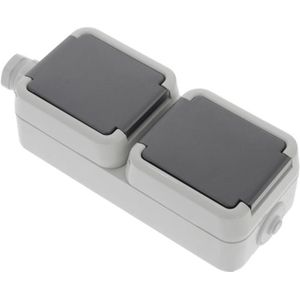 Peha Spatwaterdicht Contactdoos Opbouw 2V Verticaal Randaarde Wartel M20