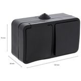 Q–Link - Combinatie Schakelaar - Stopcontact met Wisselschakelaar - Zwart - IP54 Spatwaterdicht