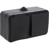 Q–Link - Combinatie Schakelaar - Stopcontact met Wisselschakelaar - Zwart - IP54 Spatwaterdicht