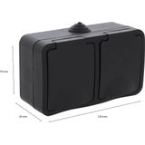 Q-Link Dubbel Buitenstopcontact – Opbouw Stopcontact – Wandcontactdoos – IP54 Spatwaterdicht – Horizontaal – Zwart