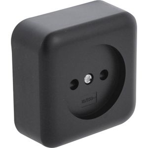 Q-Link Stopcontact – Wandcontactdoos met Kinderbeveiliging – Opbouw – Zwart
