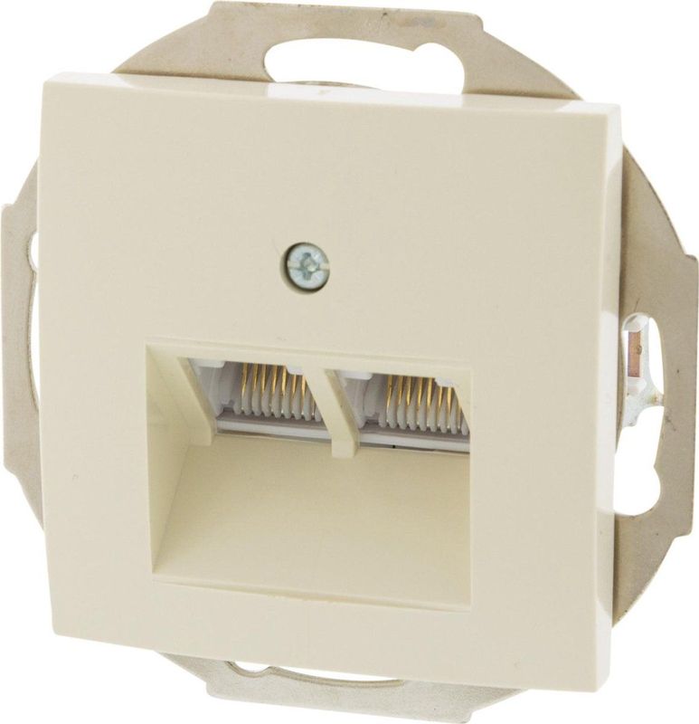 Contactdoos - Inbouw - 2 x 8-polig - CAT6A - Geschikt voor Afdekraam Berker S1 - Crème