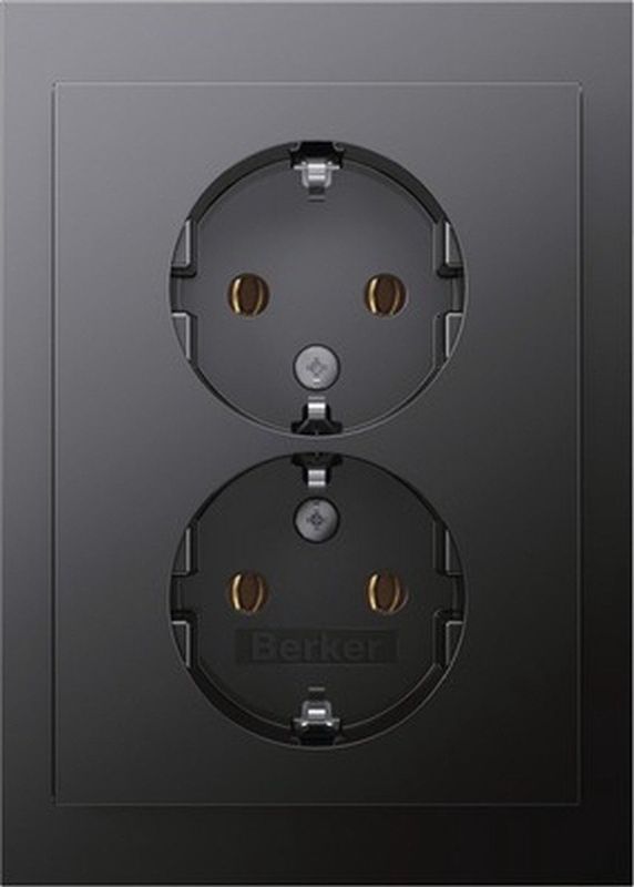 Berker - K1 - Stopcontact - Antraciet - Inbouw - Randaarde