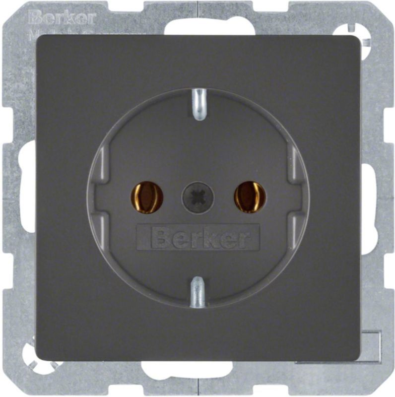 Berker - Q1 - Inbouw Wandcontactdoos - Antraciet - Randaarde