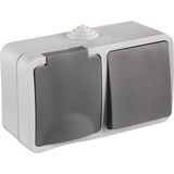 Q-Link - Combinatie Wandcontactdoos - Grijs - Buitenstopcontact met Wisselschakelaar - IP54 Spatwaterdicht