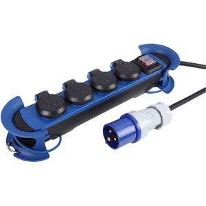 Q-Link stekkerdoos - 4-voudig - outdoor - CM-system - CEE - 3 x 1.5 mm² - 5 m - blauw