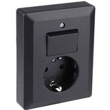 Q-link Stopcontact met Wisselschakelaar - Zwart - Combinatie Wandcontactdoos - Inbouw Stopcontact en Schakelaar - Randaarde