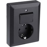 Q-link Stopcontact met Wisselschakelaar - Zwart - Combinatie Wandcontactdoos - Inbouw Stopcontact en Schakelaar - Randaarde