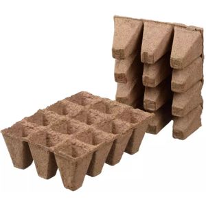 Turfpottrays - Biologisch afbreekbare turfpotjes H5x4x4cm - set a 6 trays van 12 stuks