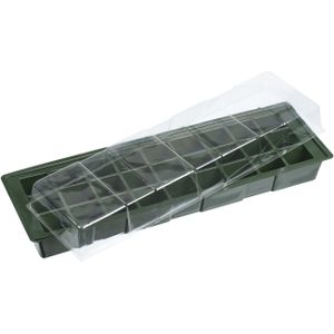 Kweekbak/kweekkastje met deksel 10 x 49 x 15 cm - Propagator/moestuinbak - Inclusief tray met 27 kweekpotjes