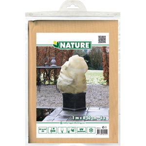 Nature Plantenhoes met Trekkoord - 3x Stuks - H100 X D50 cm - Beige - Anti-vorst Beschermhoes